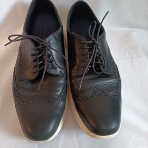 Cole Haan Black Leather Oxfords with White Soles